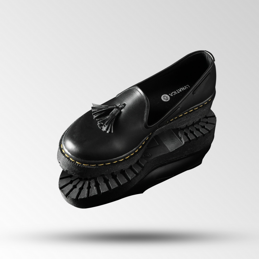 Yuki Black | 36-41 | Sepatu Loafers Slip-On Wanita Docmart (Hak 4cm) | FORIND x Lvnatica