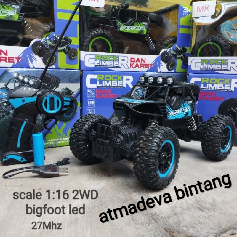 MAINAN MOBIL REMOTE RC OFFROAD SUPER CLIMBING SCALE 1:20 2WD BATRE CASH / RC BIGFOOT BODY NYALA LAMPU LED BISA COD BAYAR DI TEMPAT