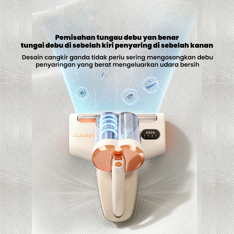 Uwant MT100 Vacuum Cleaner Dust Mite UV-C Double Cup Anti Debu Tungau Kasur Bantal Sofa Boneka Perawatan Rumah Kamar Sinar Ultraviolet LED