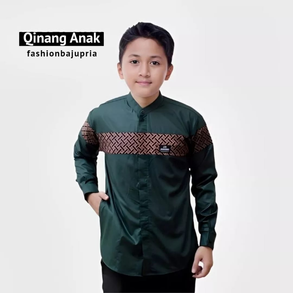 Baju Remaja Terbaru Lengan Panjang Kemeja Anak Tanggung SD /SMP Lengan Panjang Motif Polos Kombinasi