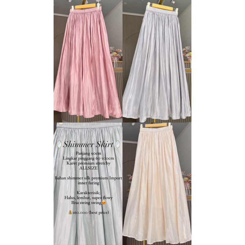 shimmer silk skirt | Rok satin import | Rok maxi