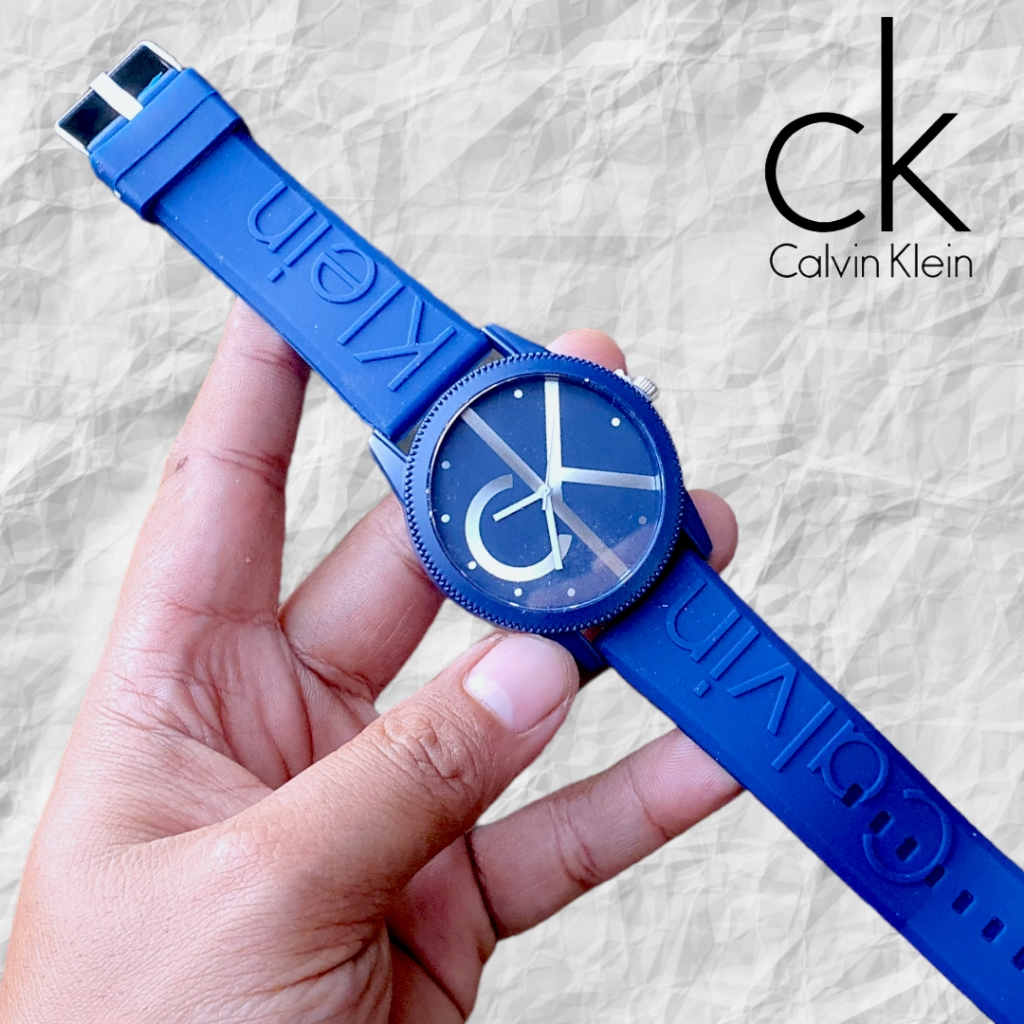 Jam tangtan cowok cewek ck rubber strap jam fashion analog pria dan wanita