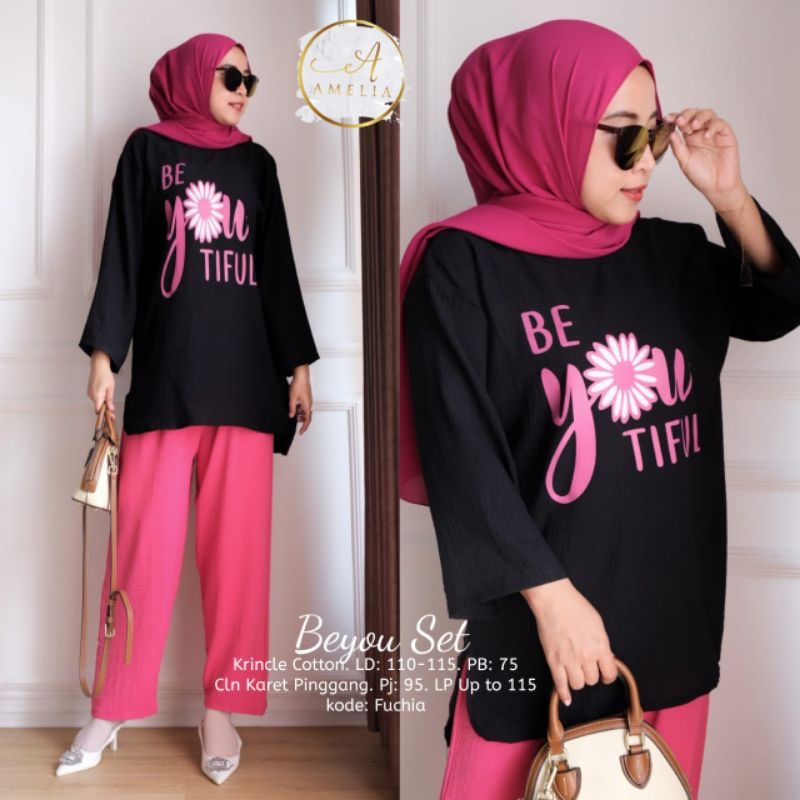 COD) GRATIS ONGKIR || SET CRINCLE BEYOU SET || stelan wanita polos kekinian || stelan wanita || stel