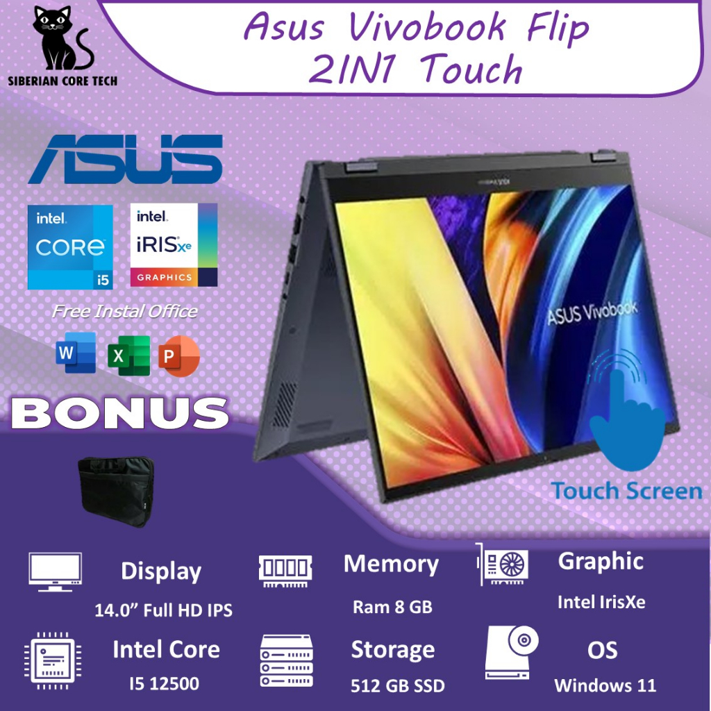 ASUS VIVOBOOK FLIP TP3402ZA 2IN1 TOUCH i5 12500 8GB 512SSD W11 14.0FHD IPS