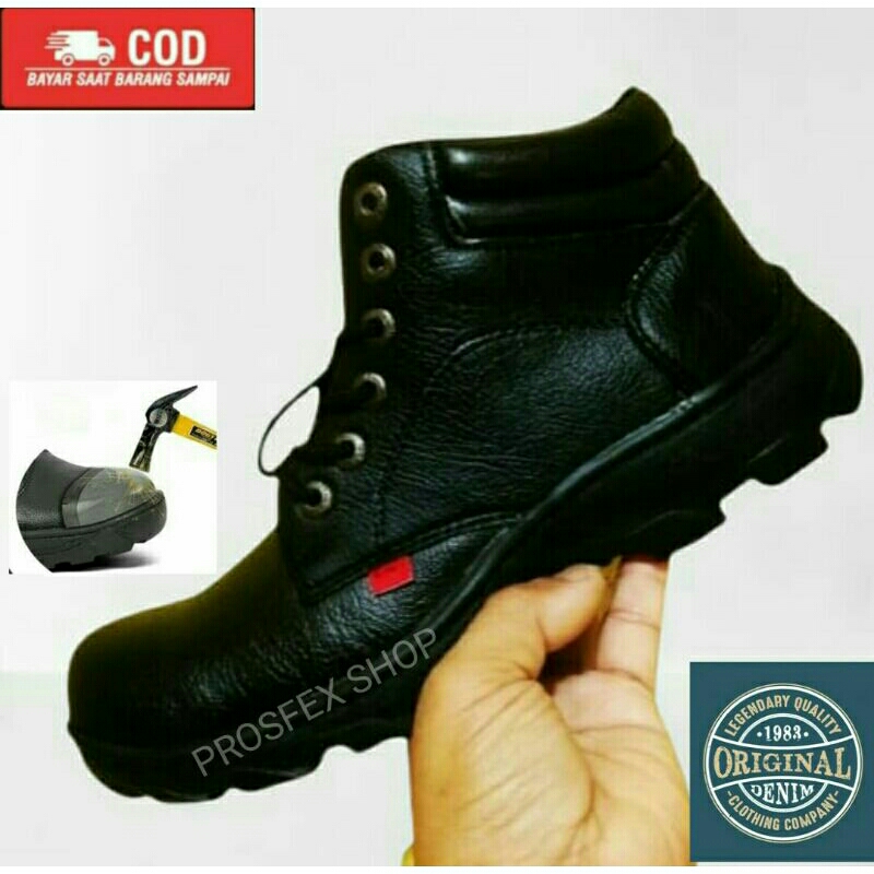 Sepatu Safety Boot Original Septi Pria Ujung Besi Sefty Shoes Septy Proyek Cowok Lapangan Terbaru BS