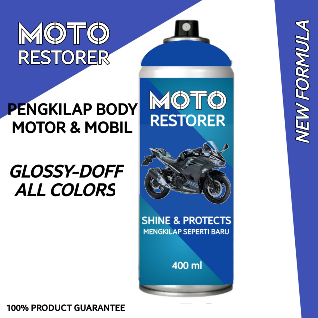 MOTO RESTORER PENGKILAP DAN PENGHITAM BODY MOTOR DAN MOBIL GLOSSY DAN DOFF