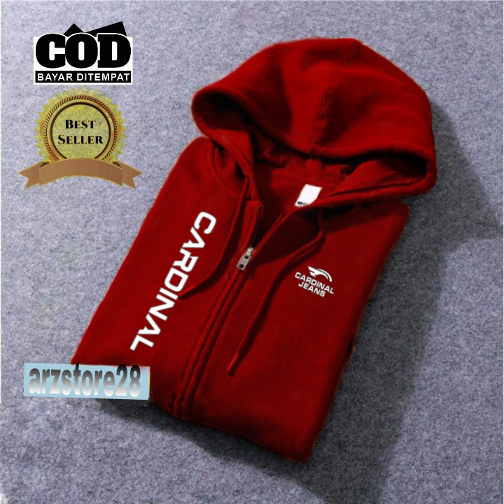 Terlaris Free Jaket Resleting Text Putih Cardinal Jeans  Kirka Sweater Distro Termurah Hoodie Terbar
