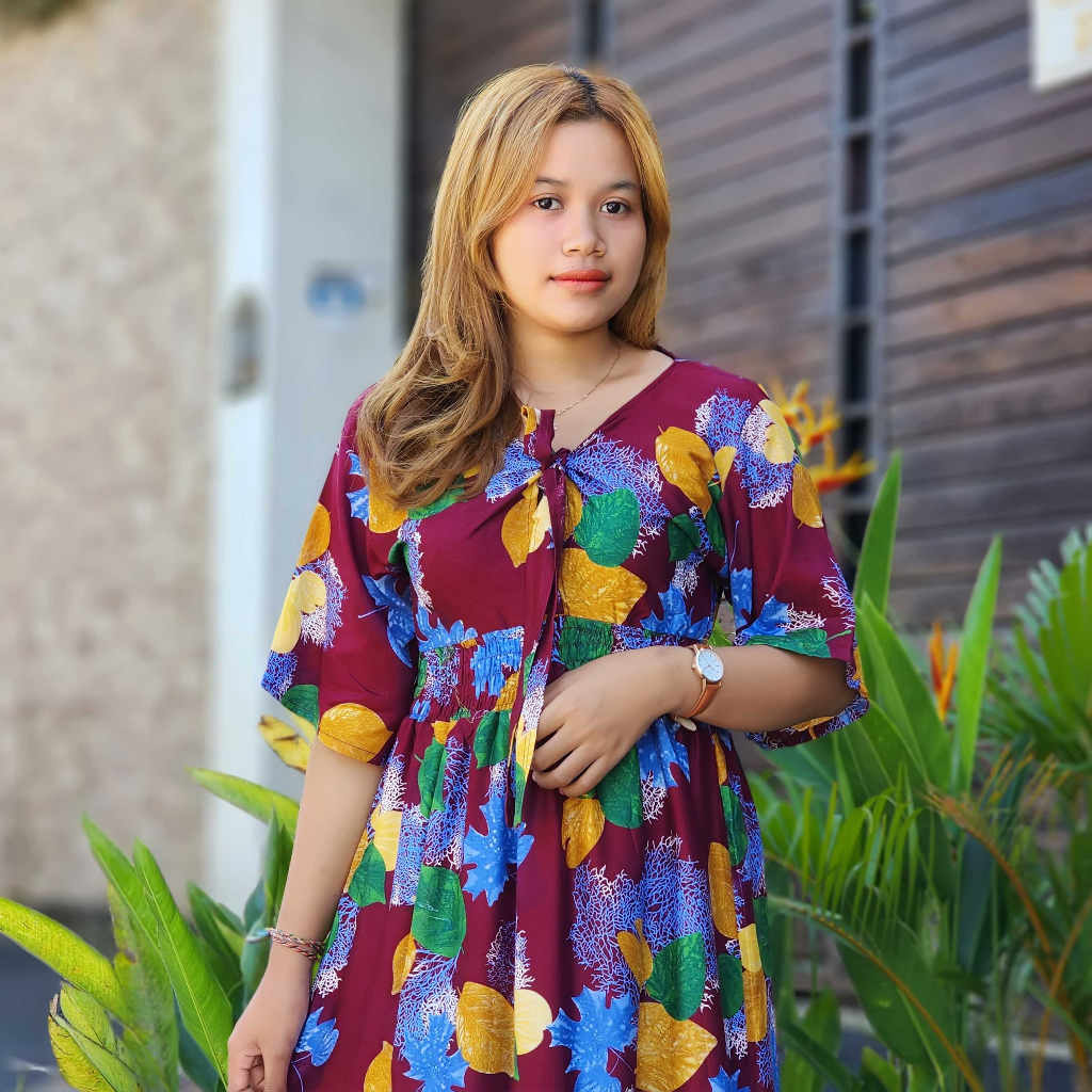 Dress Pinka Motif Azalea Terlaris Bali