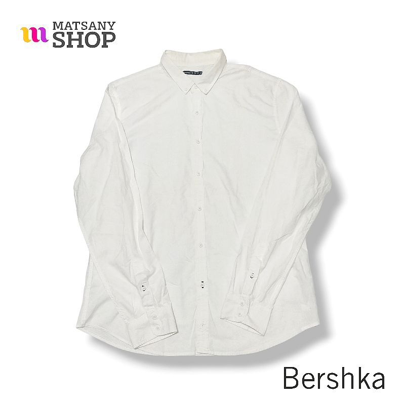 Kemeja Lengan Panjang Putih Bershka Original