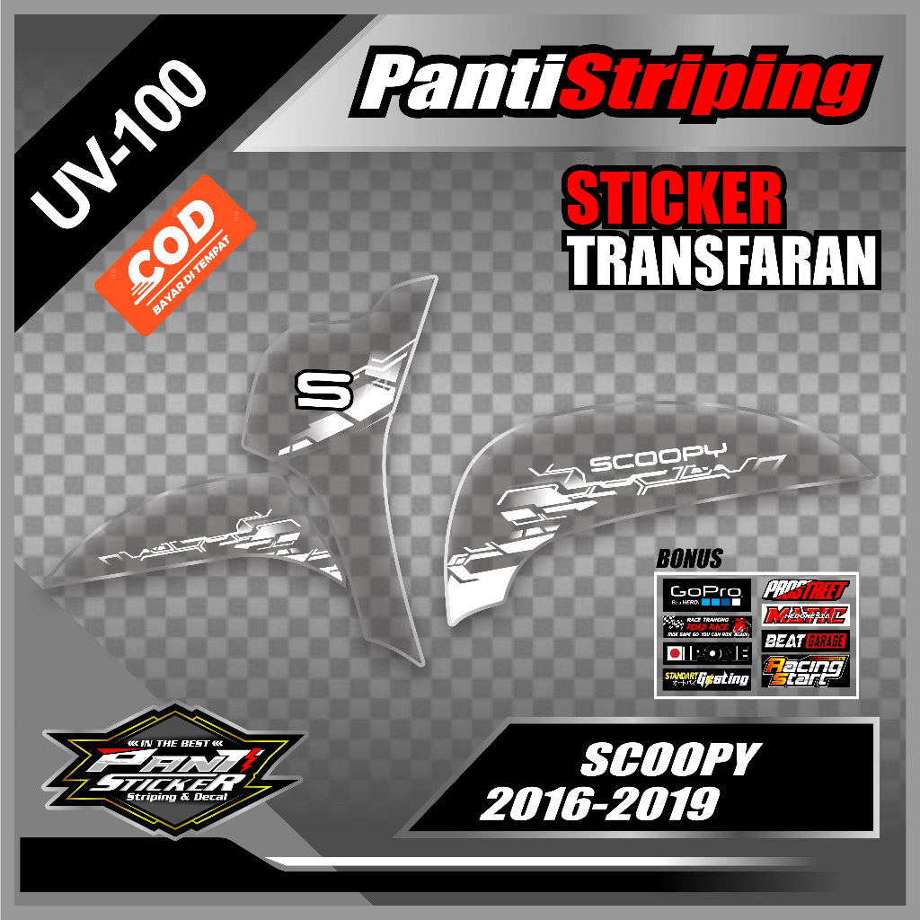 Striping Transparan Scoopy 2016,2017,2018,2019 - Striping UV Scoopy Simple Elegant Tinggal Tempel