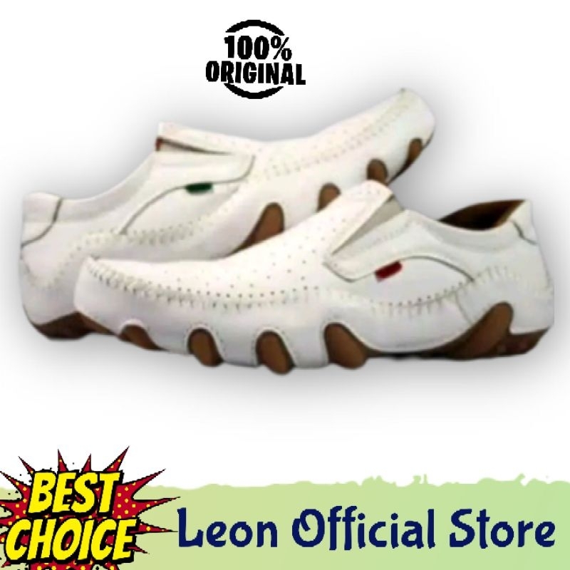 Sepatu Slop Kulit Asli Casual Putih Original Lokal Handmade Pria Sepatu Slip On Kasual Lovers Loafer