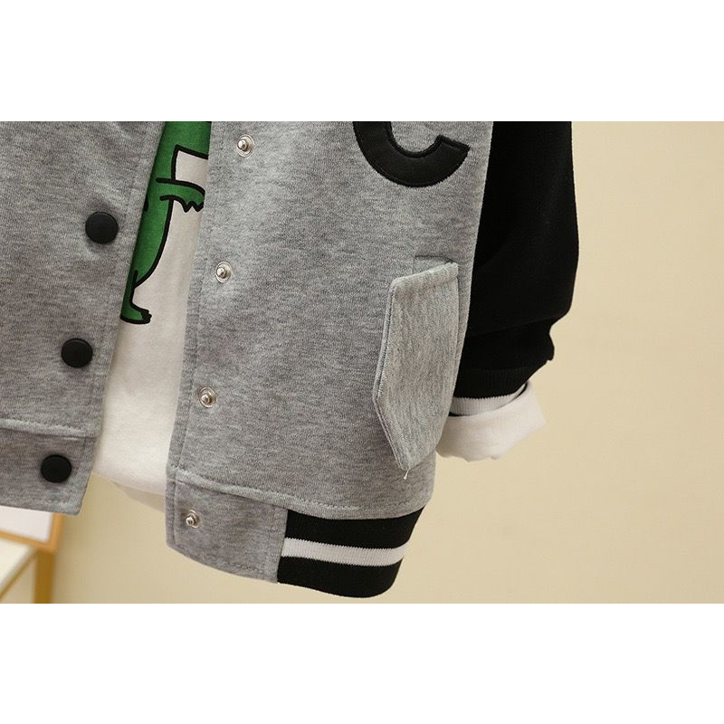 Jaket anak laki-laki lucu MOTIF C grey black / Atasan adem baby keren usia 6 bulan-5 tahun musim dingin