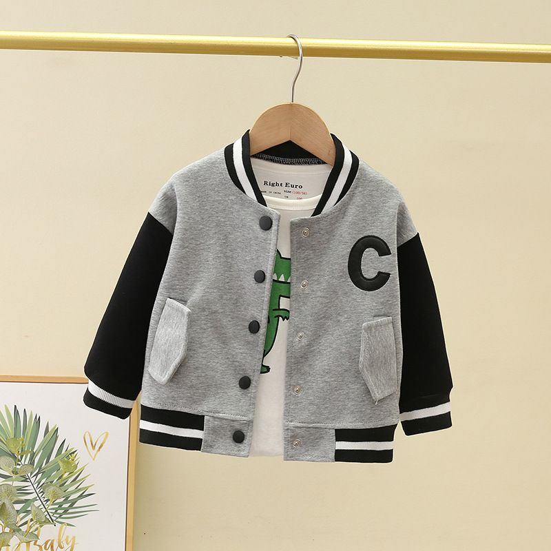 Jaket anak laki-laki lucu MOTIF C grey black / Atasan adem baby keren usia 6 bulan-5 tahun musim dingin