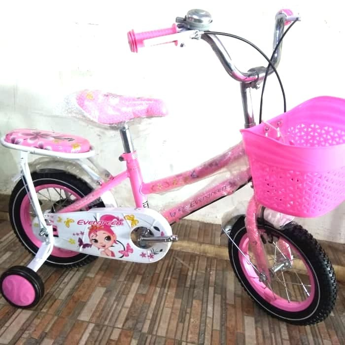 Sepeda mini anak cewek 12 inc evergreen bisa buat anak umur 3 tahun ke atas