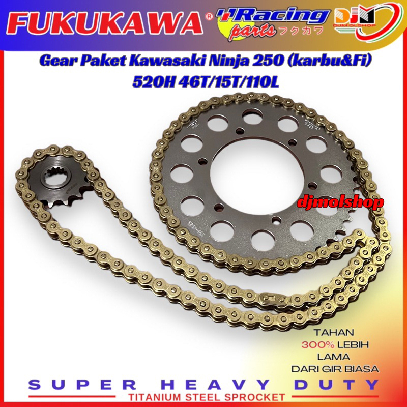 Gear Set Gir Paket Rantai Gold Kawasaki Ninja 250 Ninja250Fi Fukukawa Racing Mdl SSS