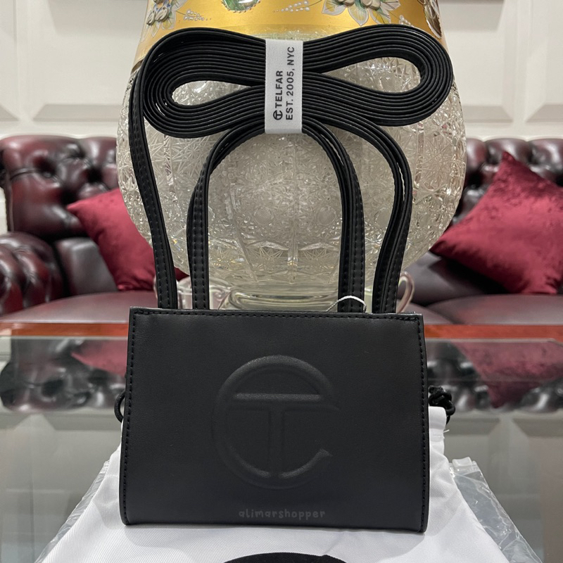 TELFAR SMALL MINI SHOPPING BAG TAS BLACK TAN ORIGINAL