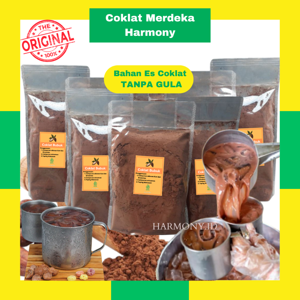 

Coklat Bubuk Merdeka Harmony 100 gram - Tester Bubuk Coklat Premium Tanpa Gula Pure Cocoa Powder
