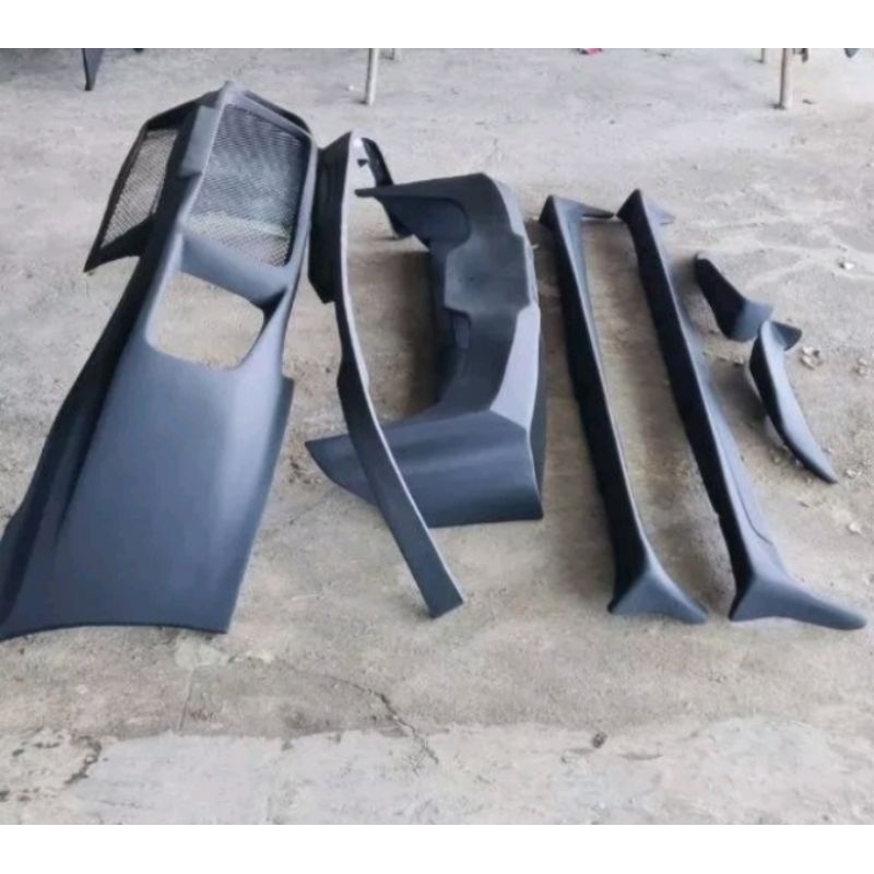 paket wing spoiler dan bodykit full bumper evo 3 fiber mentah (7pcs)