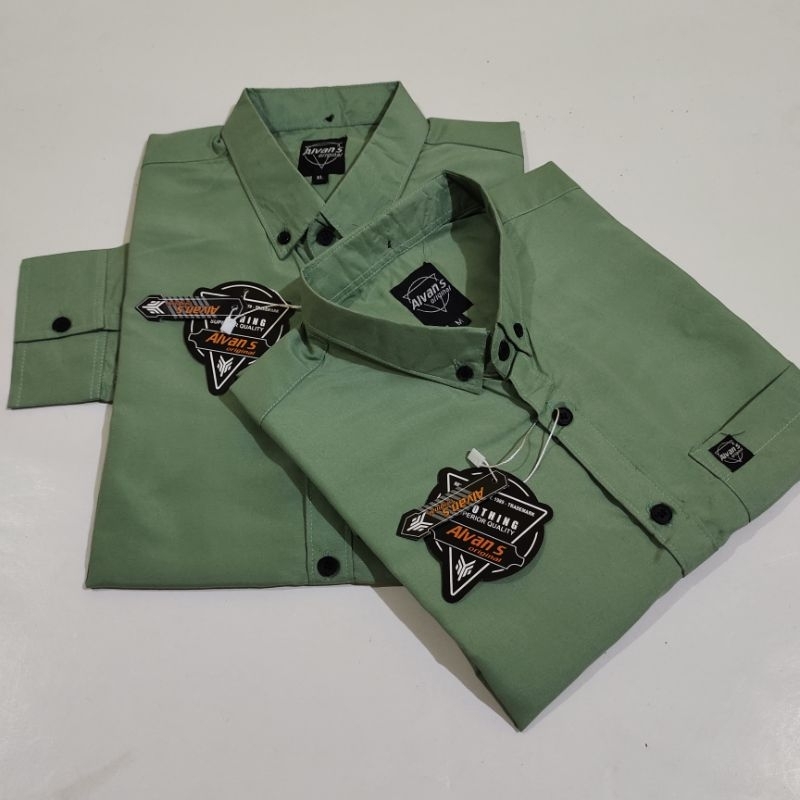 KEMEJA HIJAU SAGE PANJANG PENDEK PRIA