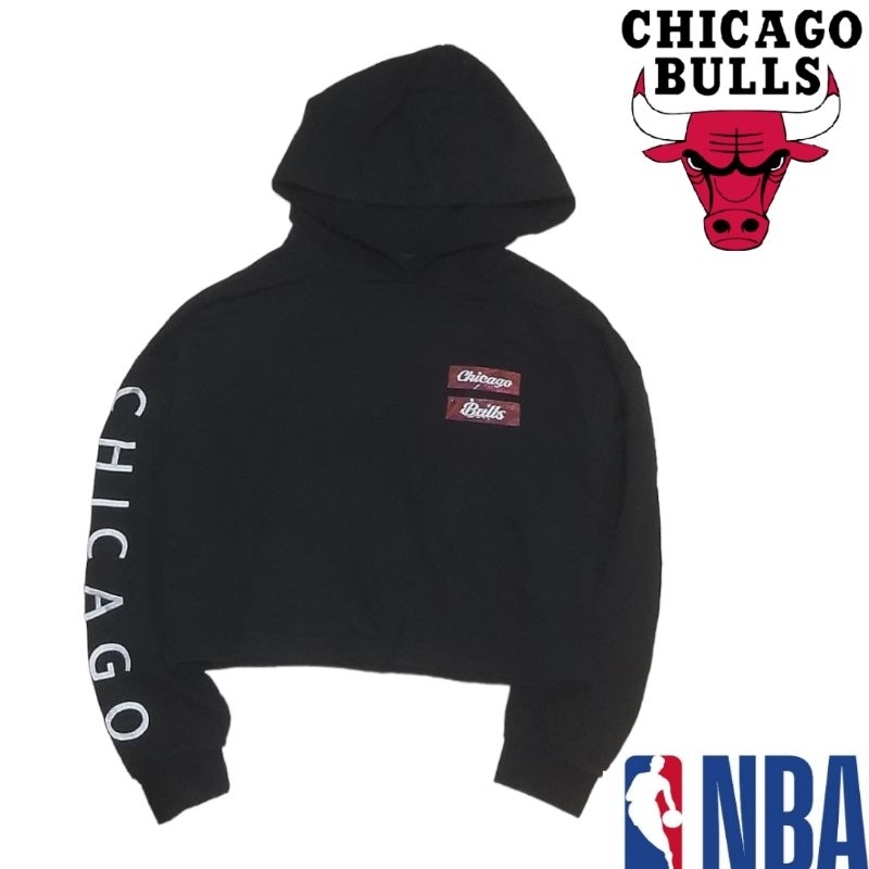 Hoodie crop chicago bulls NBA hitam second