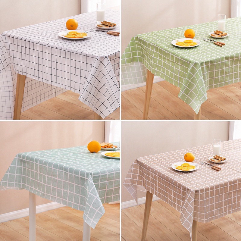 MJ88 Alas Meja Taplak Meja Anti Air Motif Kotak Bahan Peva /Taplak Meja Anti Air Anti Minyak Anti Panas Bahan Peva berbagai Motif Dan Ukuran 137 X 90 Cm / Taplak Meja makan Ruang Tamu Peva Anti Air Motif kotak /Tikar Piknik /Tikar Meja /Taplak Meja Super
