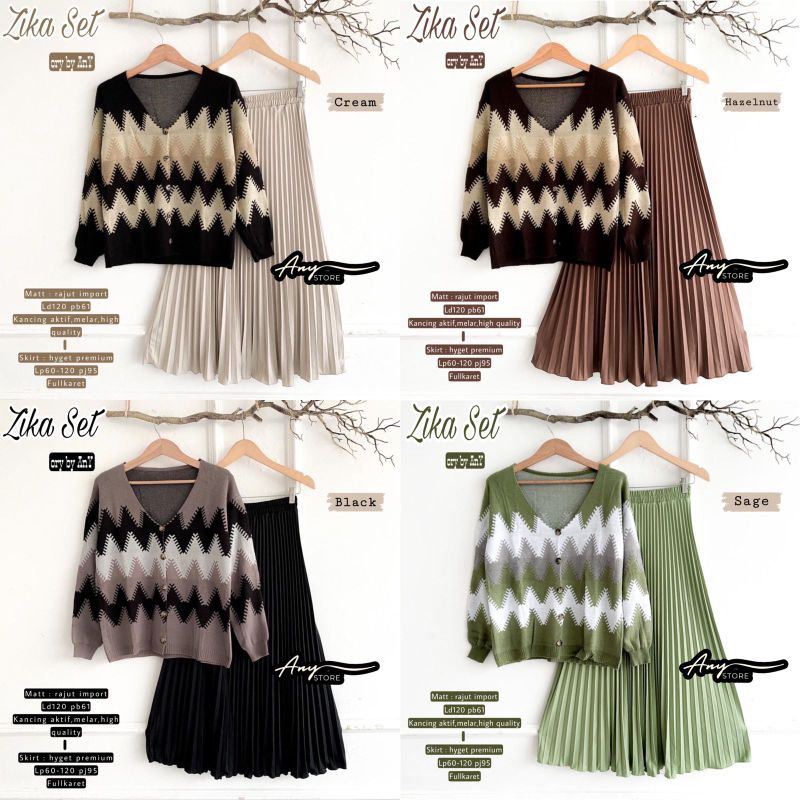 One Set Rok Rajut Jumbo Zika Setelan Any