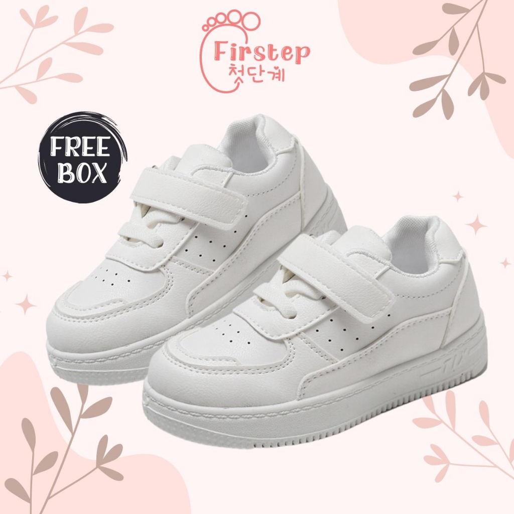 Sepatu Anak Perempuan dan Laki Laki Sneakers Anak Import Warna Putih 1-7 Tahun FS142