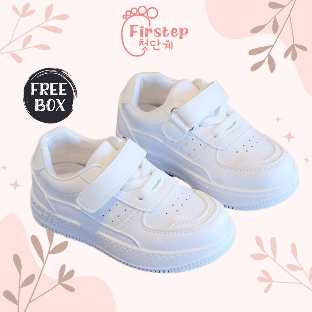 Sepatu Anak Perempuan dan Laki Laki Sneakers Anak Import Warna Putih 1-7 Tahun FS142