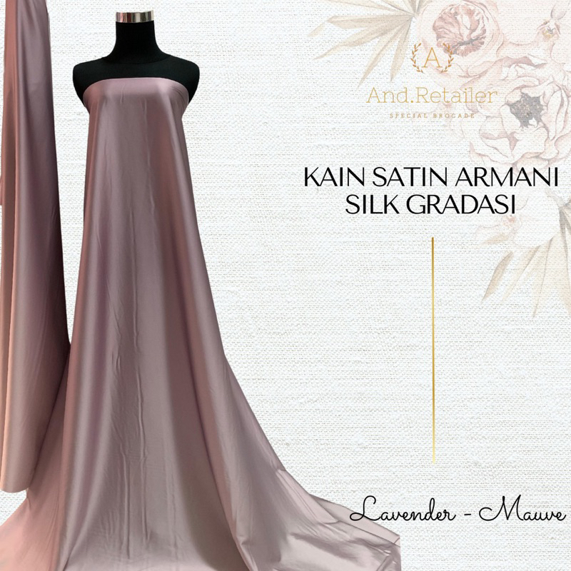 Bahan Kain Satin Silk Armani Gradasi Ombre 2 tone Warna Lavender Mauve