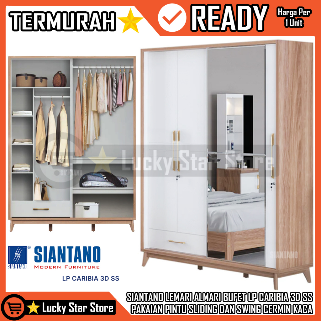 {KARGO} SIANTANO LEMARI ALMARI BUFET LP CARIBIA 3D SS PAKAIAN PINTU SLIDING & SWING VARIASI CERMIN K
