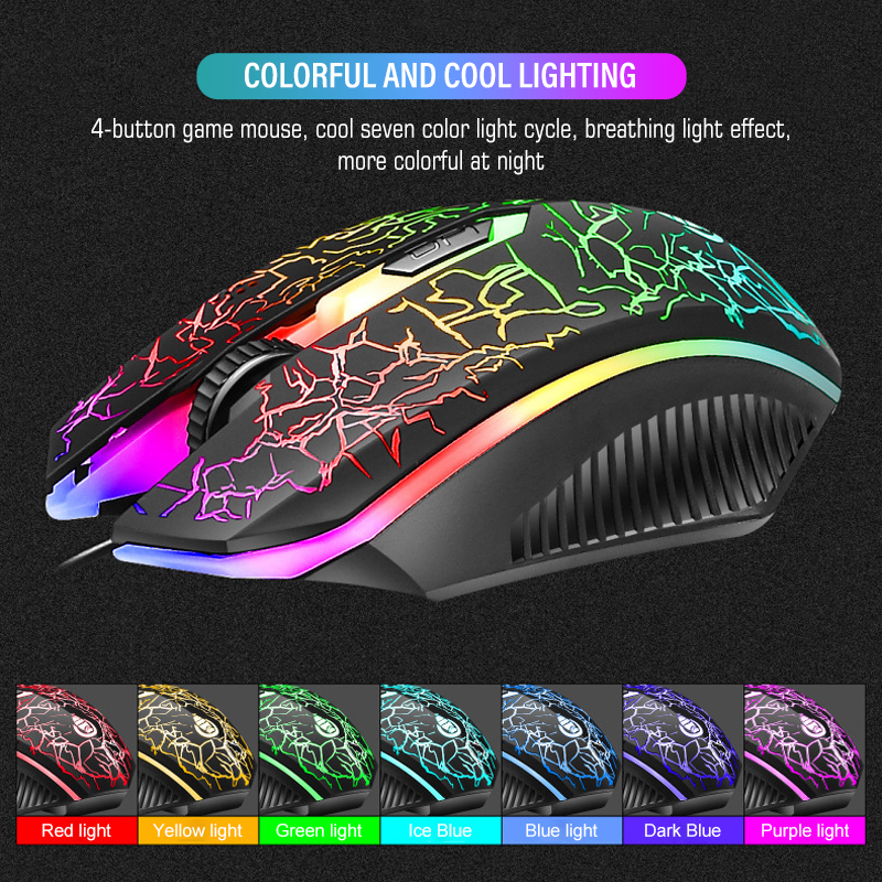 【COD】Viqoo D500 Cool Crack Game Backlit Keyboard Mouse G12 RGB Mechanical USB Cable Keyboard dan Mouse - KM03