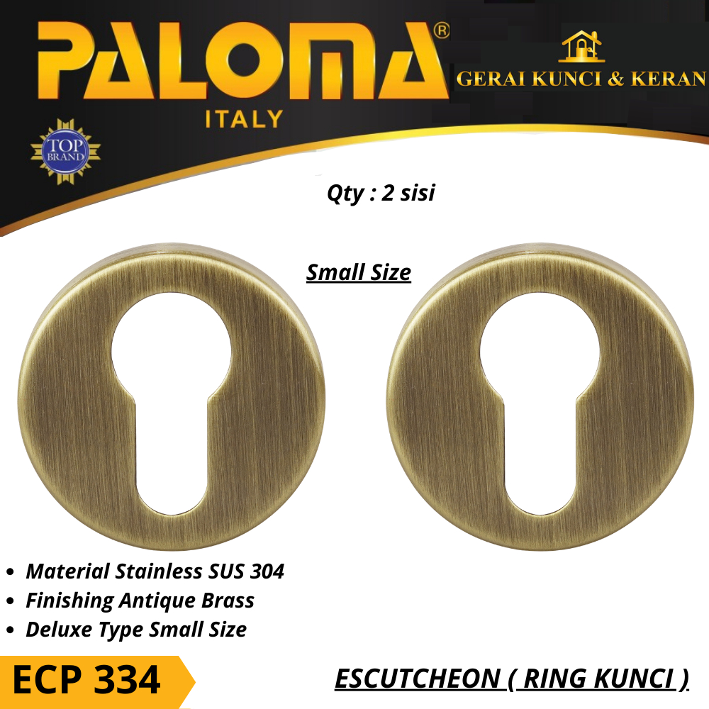 PALOMA ECP 334 ESCUTCHEON Ring Kunci Bulat SMALL ANTIQUE BRASS AB COVER PENUTUP LUBANG KUNCI