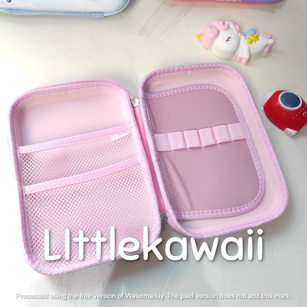 LK/Tempat Kotak Pensil Anak Sekolah Pencil Case Hardcase Timbul Squishy Squizee Unicorn Astronot Import