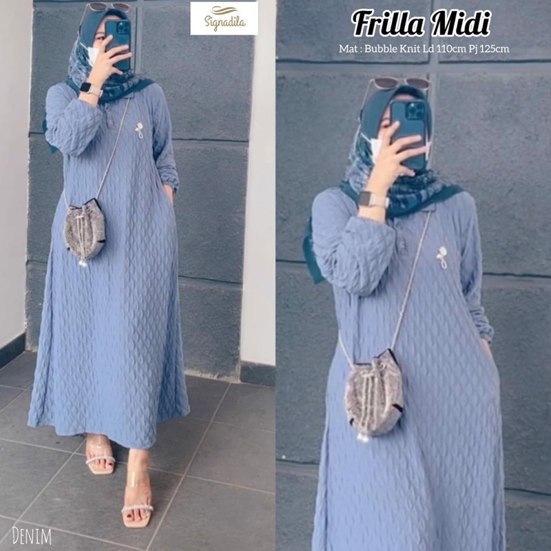Frilla midi dress knit buble