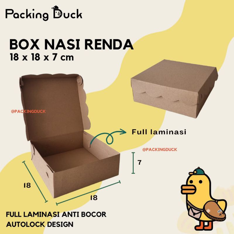 

(MIN ORDER 25 PCS) BOX NASI KOTAK RENDA 18x18x7 FULL LAMINASI / DUS CATERING / BOX KUE BOLU ROTI