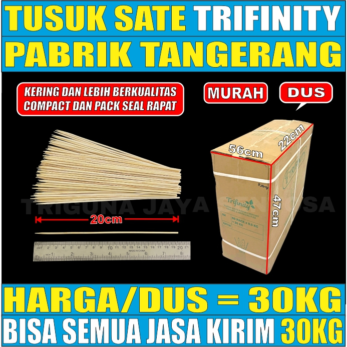 Tusuk Sate Bambu Panda Trifinity Halus Bersih Panjang 20cm Dus Bisa Semua Jasa Kirim