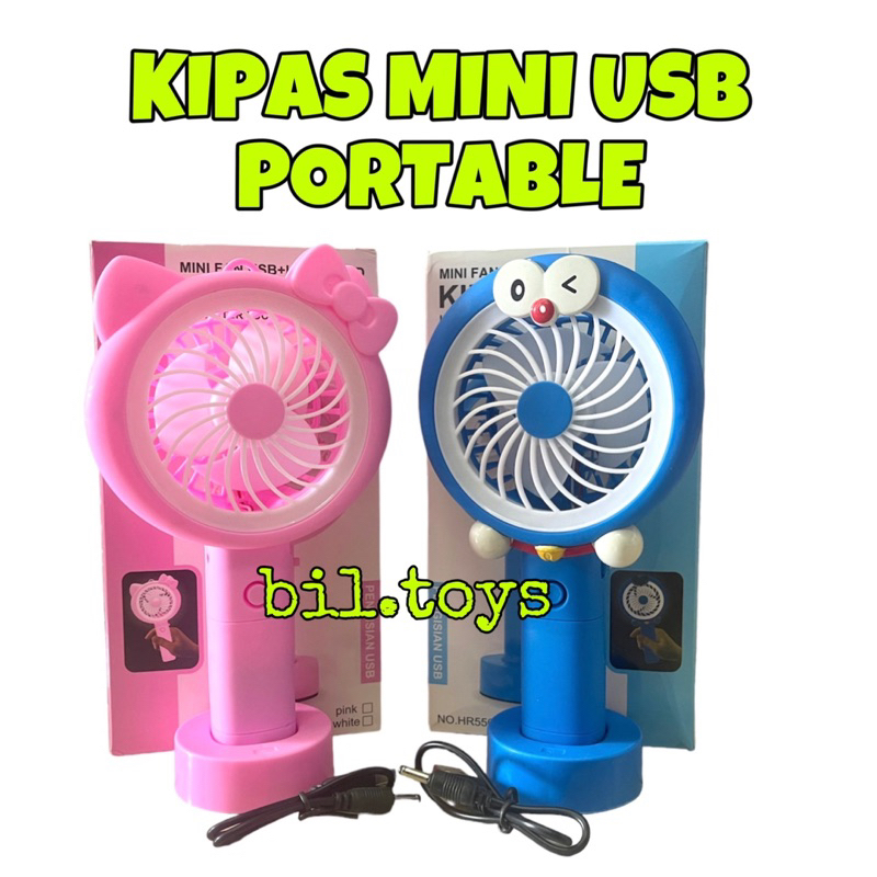 KIPAS ANGIN MINI USB PORTABLE LED LIGHT LAMPU KIPAS MINI KARAKTER