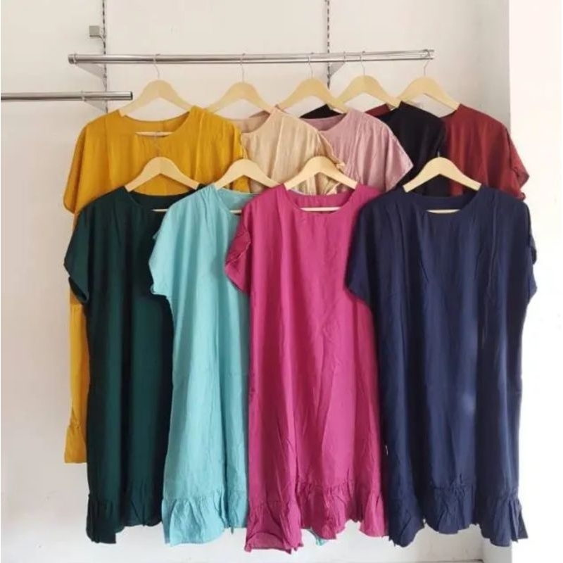 Paket 3pcs Daster Ruffle Polos(bisa pilih warna)