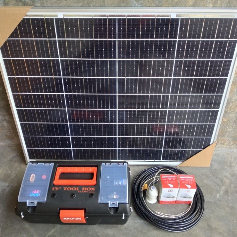 Genset Listrik Tenaga Surya Portabel bisa DC - AC Powerbank dengan Baterai Lithium