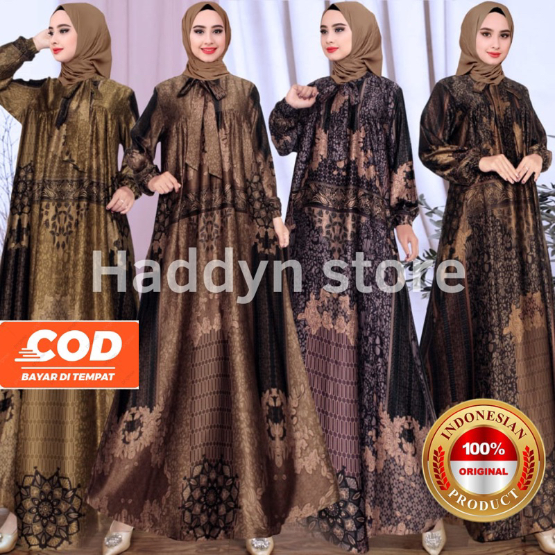 Naura Dress | Gamis Motif Pesta Silk Premium | Gamis Pesta Motif Batik| Gamis Kondangan Terbaru 2023