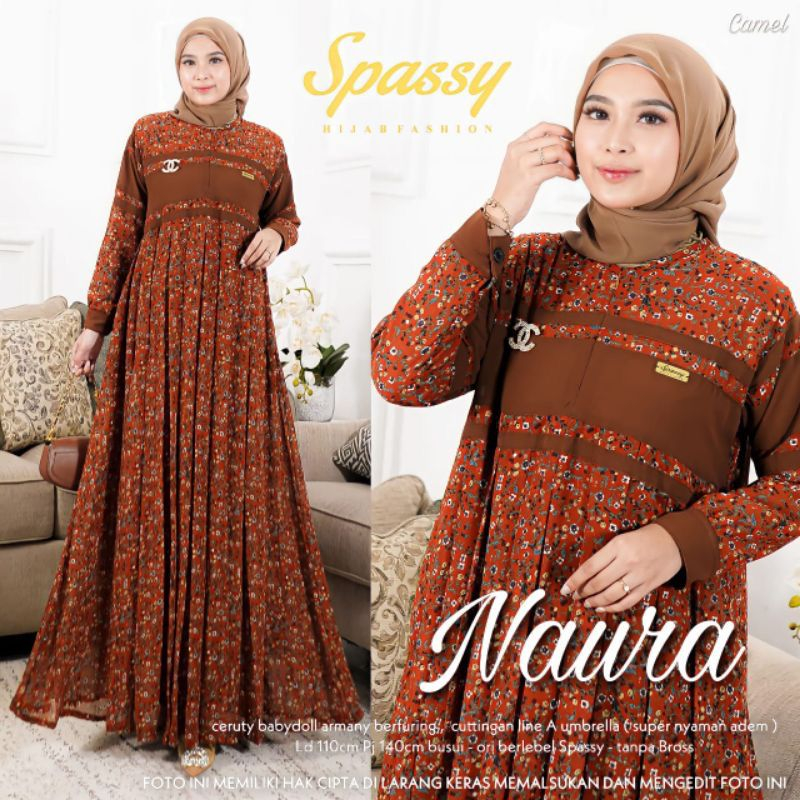 Gamis Naura Ceruty Babydol || Realpict (COD Bayar Ditempat)