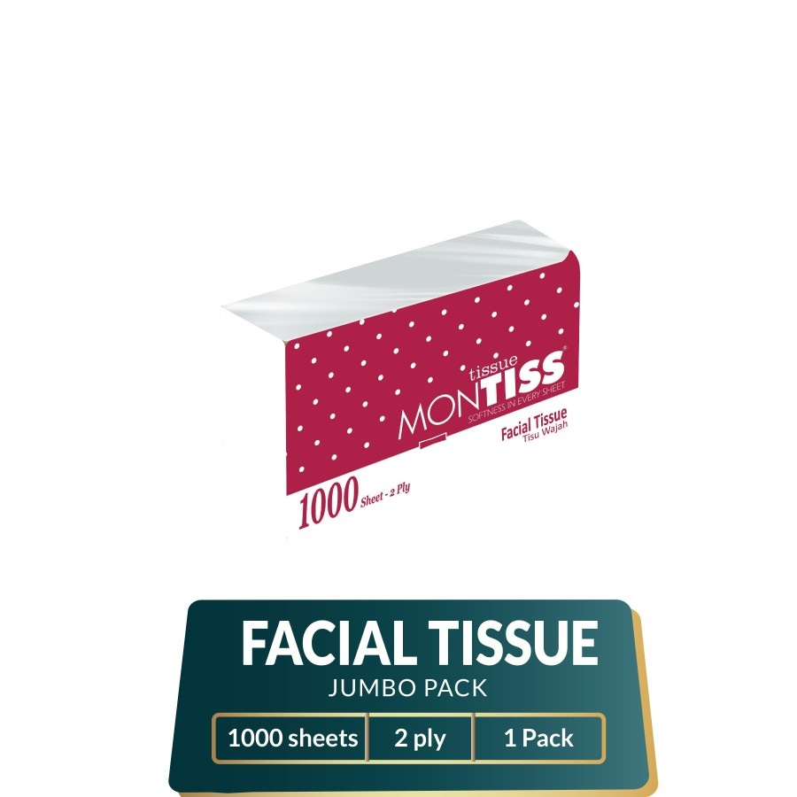 Tisu Wajah Montis 1000s 2ply / Facial Tissue Montiss 1000 Sheets 2 Ply Lembut