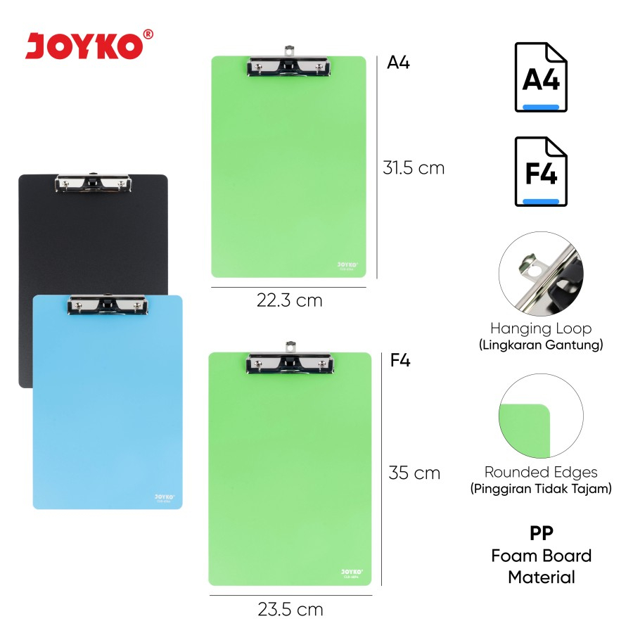 

Clipboard Papan Jalan Alas Ujian Joyko CLB-67~68 A4 F4 Folio