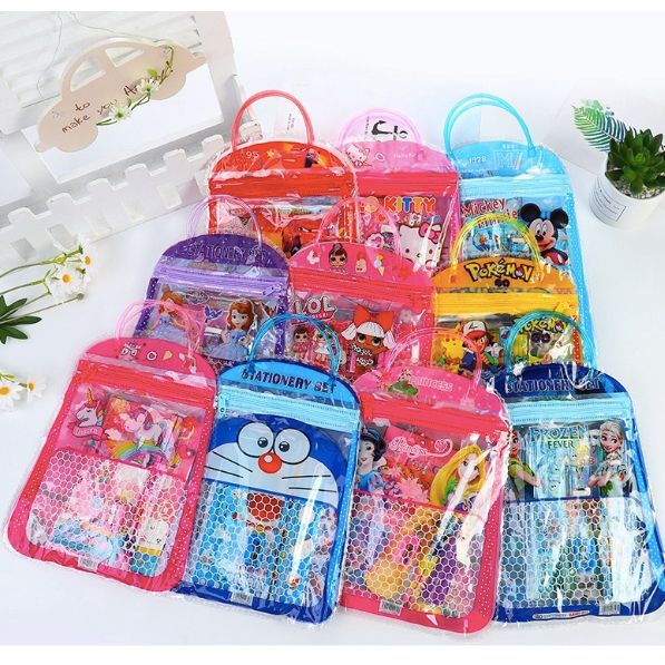 

FAMILY TOYS - [GRATIS TAS] Stationery Set 6 in 1 Free Bag Alat Tulis Set isi 6 Anak Sekolah Buku Pulpen Penghapus Pengaris