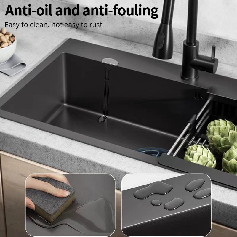 [COD] Lapisan Nano Paket Lengkap Kitchen Sink 6045 BLACK /Bak Cuci Piring Stainless 6045 HITAM