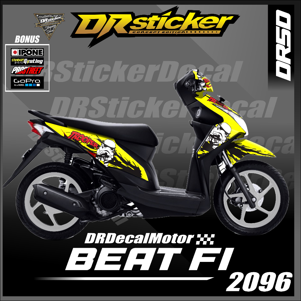stiker decal motor honda Beat Fi 2013/2014/2015 design motif stormtrooper stiker decal beat fullbody
