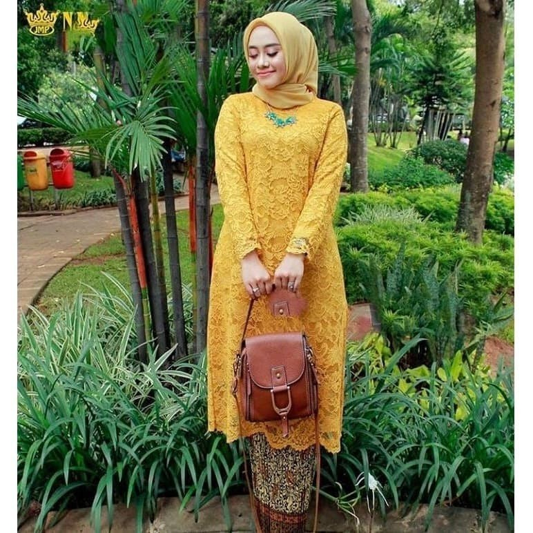 PROMO DISKON 30% SETELAN KEBAYA TUNIK BROKAT JUMBO WARNA GOLD /KEBAYA KONDANGAN MODERN - ATASAN SAJA