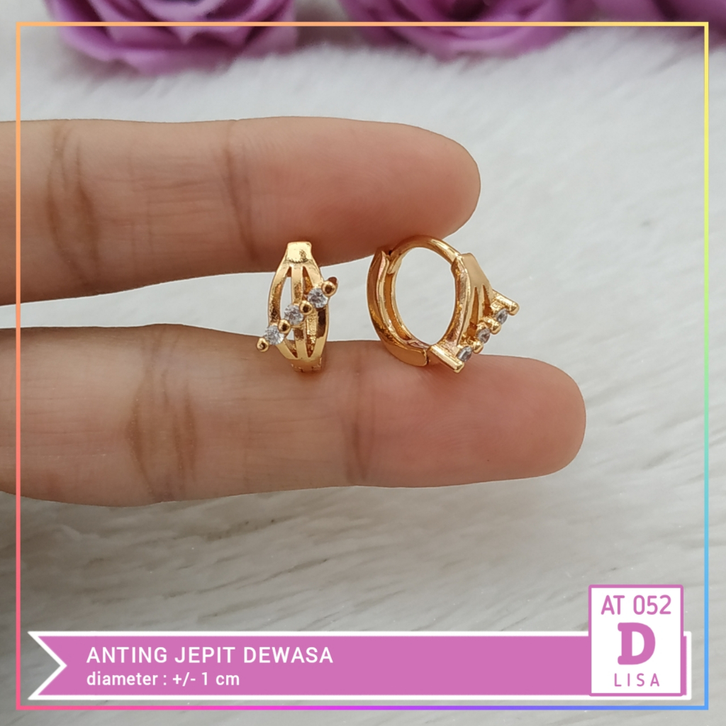 Anting xuping anting dewasa cetik permata pink kombi perhiasan lapis emas gold AT 052