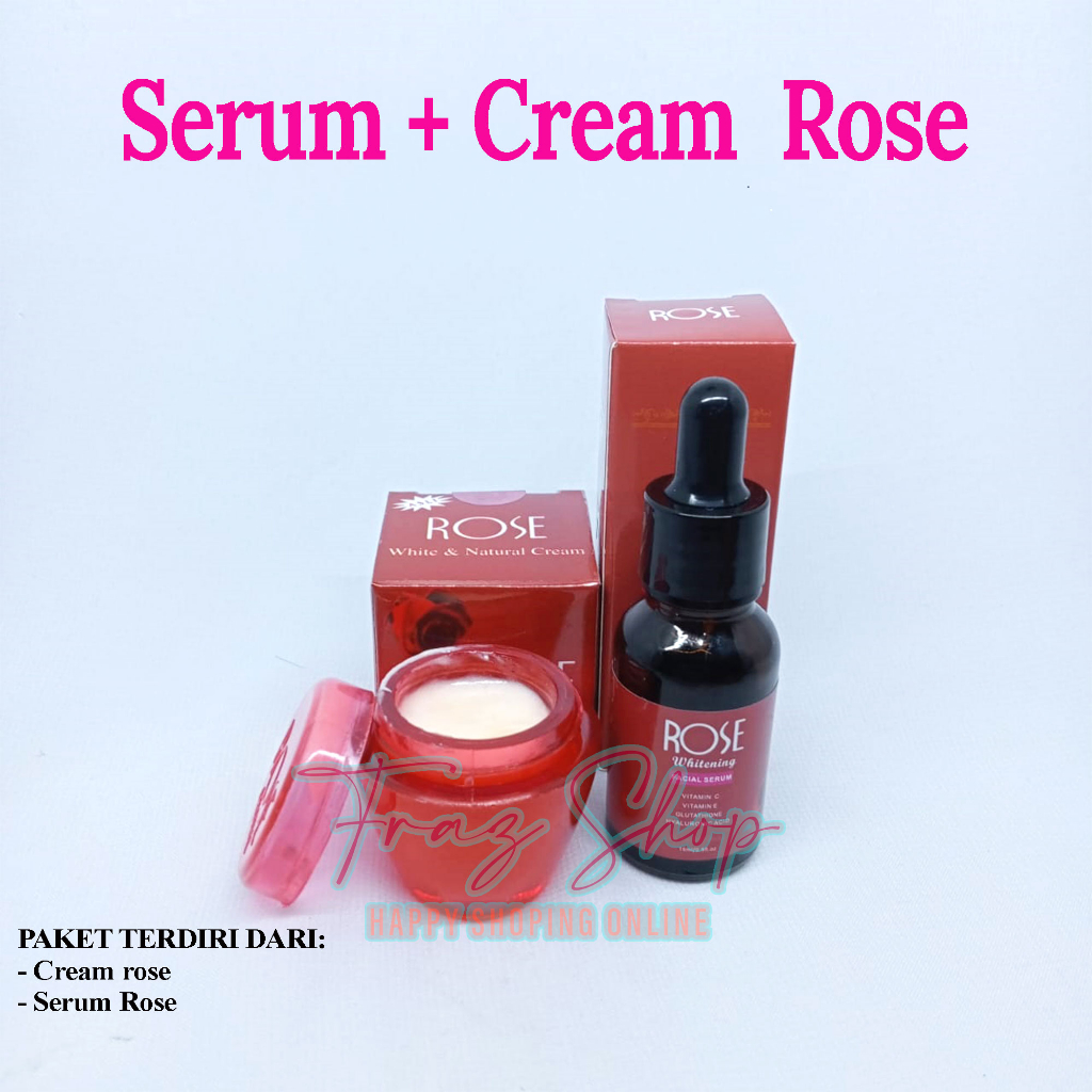 Paket Cream Rose Siang Malam Plus Serum Rose Glowing / Paket Krim Rose pencerah Wajah Glowing