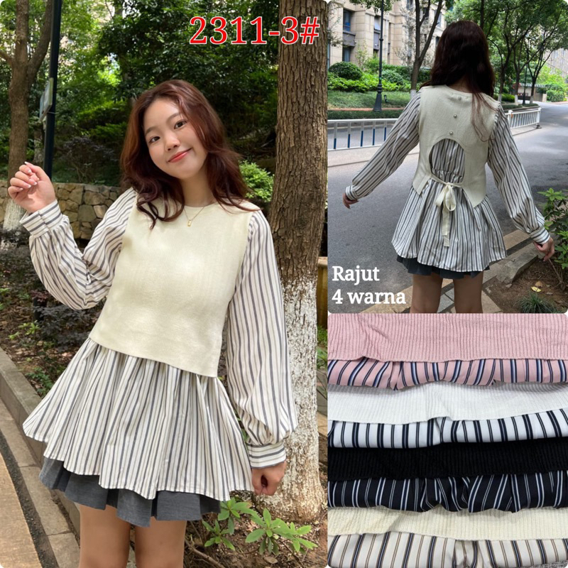 Blouse Rajut Import mix Katun Salur by Zara Woman